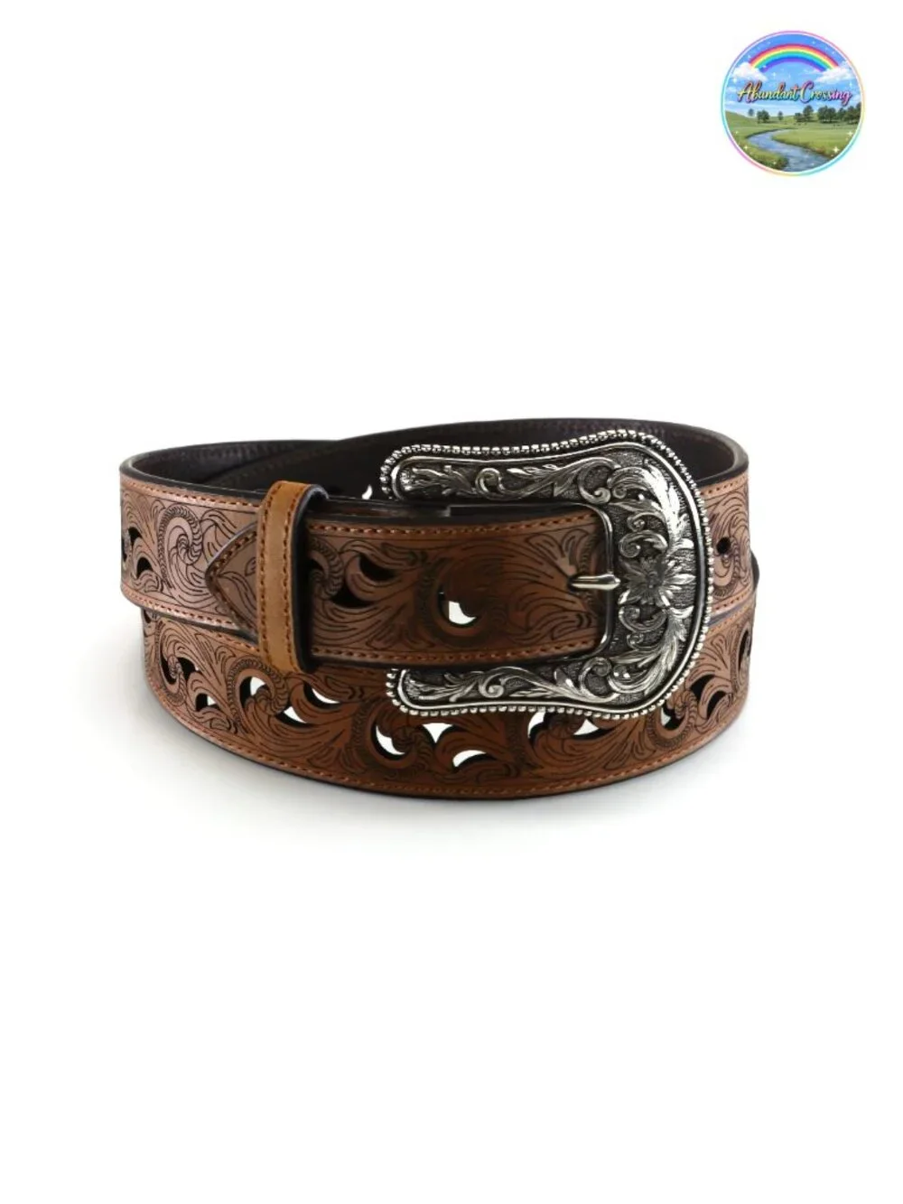 Genuine Leather Western Belt with Interchangeable Buckle
